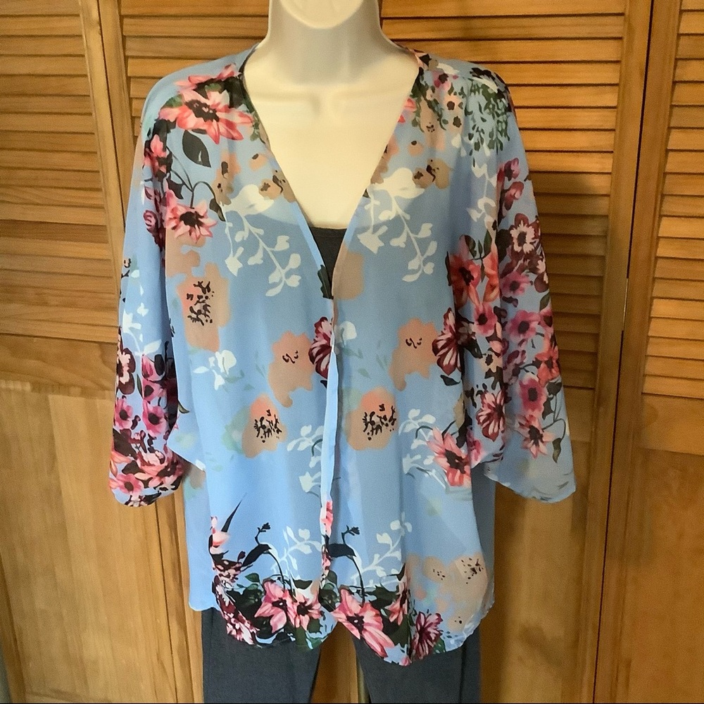 Sheer Top Tunic Cover-up kimono jacket Medium